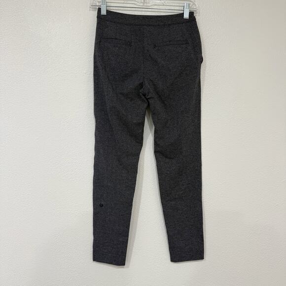 Lululemon Jet Crop Slim Trouser Luon Heathered Herringbone Black Grey Size 4 - Picture 6 of 9